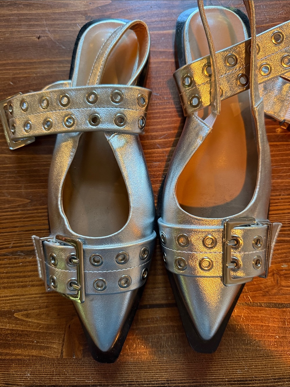 Ganni Metallic Buckle Flats